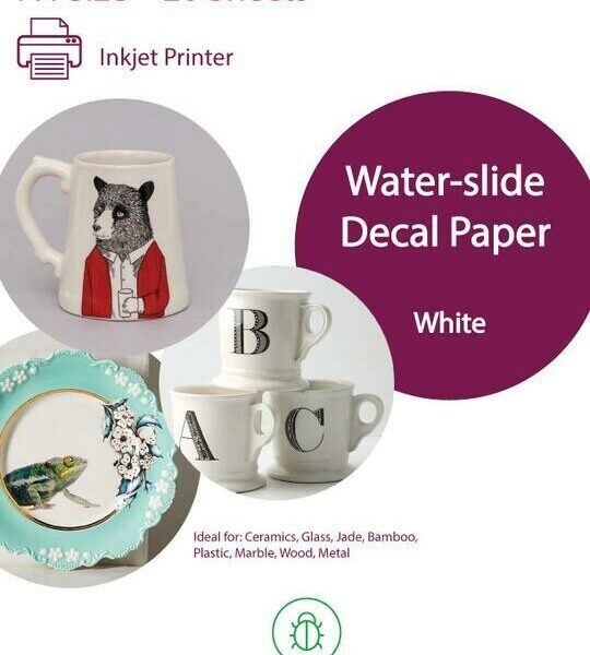 Waterslide White Inkjet Decal Paper for Ceramic & Glass